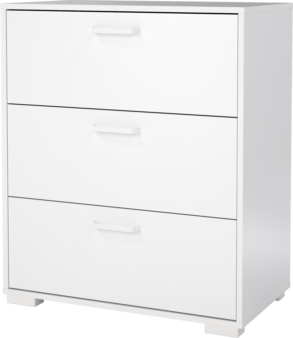 Kommode Vesterholm Sofia 3 skuffer, hvid højglans, lakeret spånplade, H83ÃB70ÃD40 cm, vægmonterbar, FSC