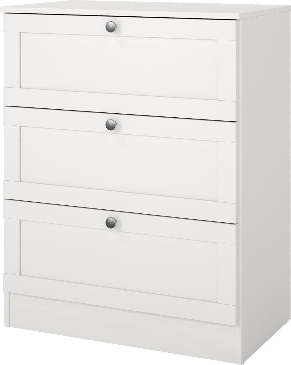 Kommode Vesterholm Billund - 3 skuffer, hvid folie, FSC, dansk produceret, H89ÃB70ÃD41 cm
