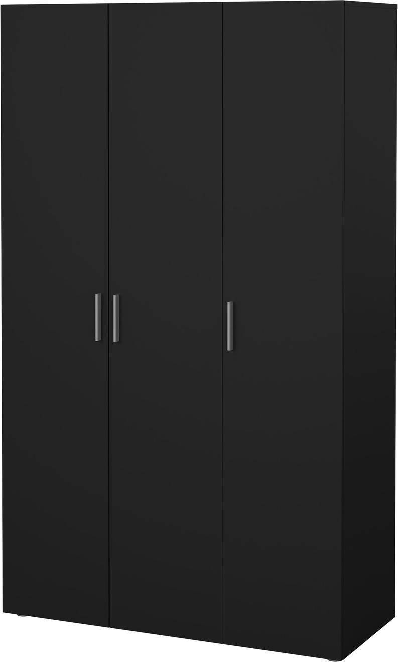 Garderobeskab Vesterholm Pepe 3-dørs mat sort H200ÃB118ÃD49,8 cm - tøjstang og 5 hylder, FSC