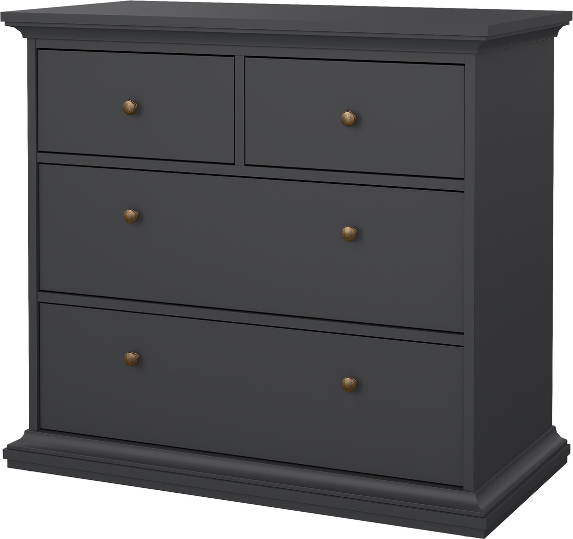 Kommode Vesterholm Nora, 4 skuffer, mat grå, FSC-certificeret, H87ÃB96ÃD49 cm