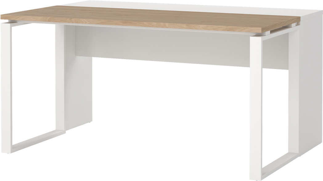 Skrivebord Vesterholm Formé, Hvid Jackson Hickory, inkl. tillægsbord, H75,6ÃD60 cm, pulverlakerede stålben
