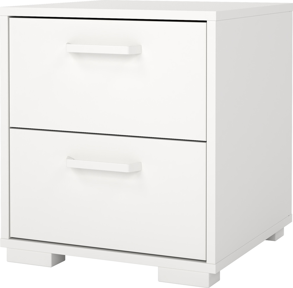 Sengebord Vesterholm Sofia  -  hvidt natbord med 2 skuffer, kompakt 44Ã40Ã40 cm, dansk produceret, FSCcertificeret