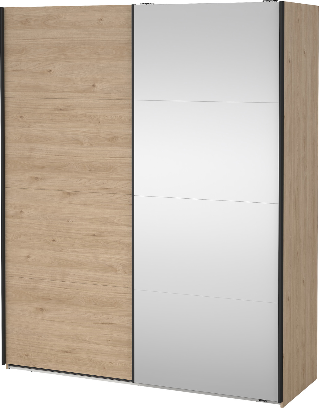 Garderobeskab Vesterholm Arden  -  1 skydedør  1 spejldør, Jackson Hickory, H220ÃB178ÃD66 cm