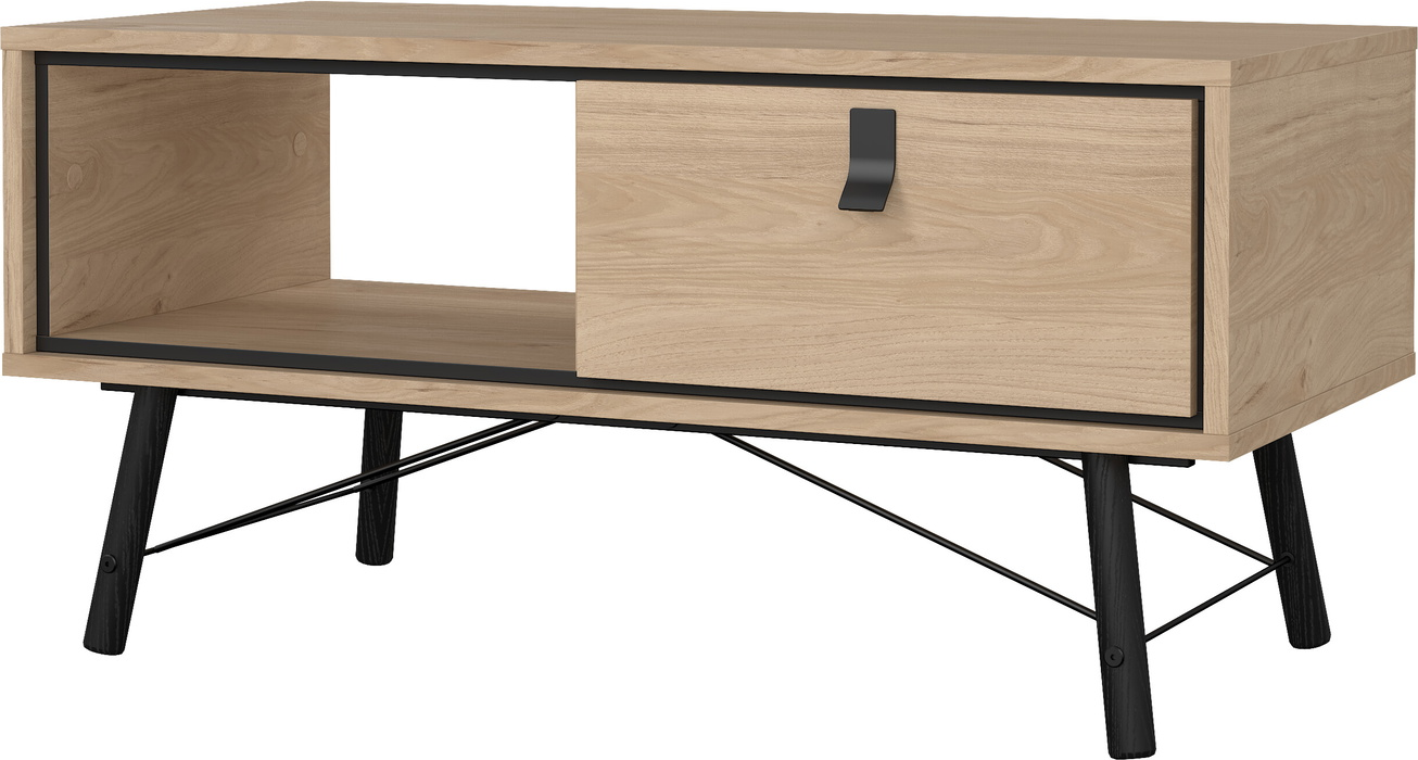 Sofabord Vesterholm Askø Jackson Hickory, 1 skuffe og åbent rum, FSC-træ, malede bøgben, fritstående