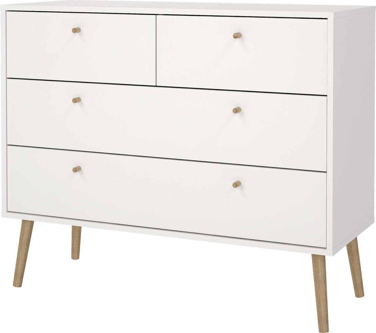 Kommode Vesterholm Bodo Hvid folie 4 skuffer 22 træknopper H82xB99xD39 cm nordisk