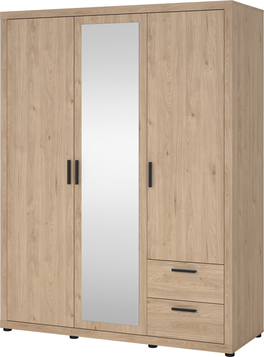 Garderobeskab Vesterholm Ena  -  2 låger  fuldlængdespejl  2 skuffer, Jackson Hickory, H201ÃB154ÃD60 cm