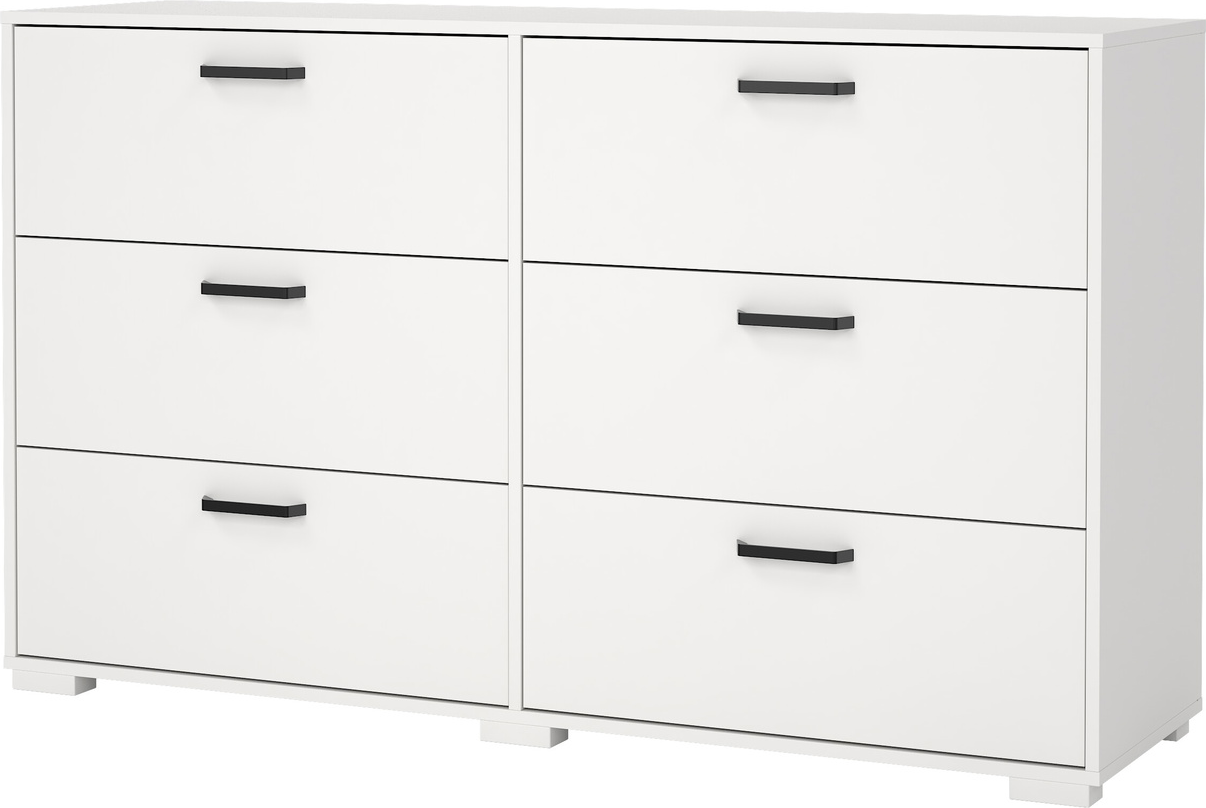 Dobbelt kommode Vesterholm Sofia 6 skuffer hvid/sort B138,7ÃD39,8ÃH82,7 cm
