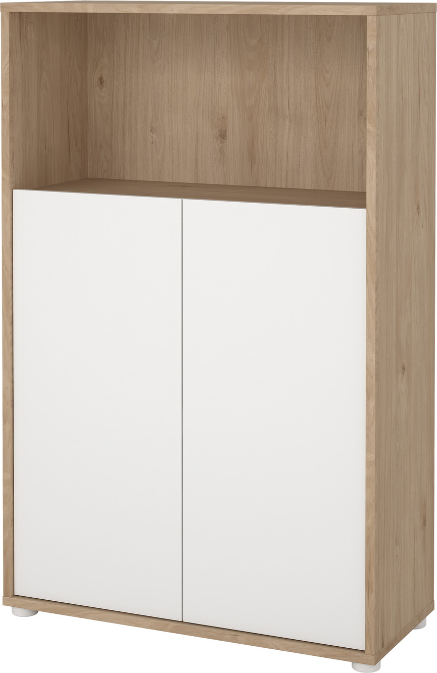 Bogreol/reol Vesterholm Formé 2 skabe, hvid Jackson Hickory, spånplade, H124 x B80 x D34 cm