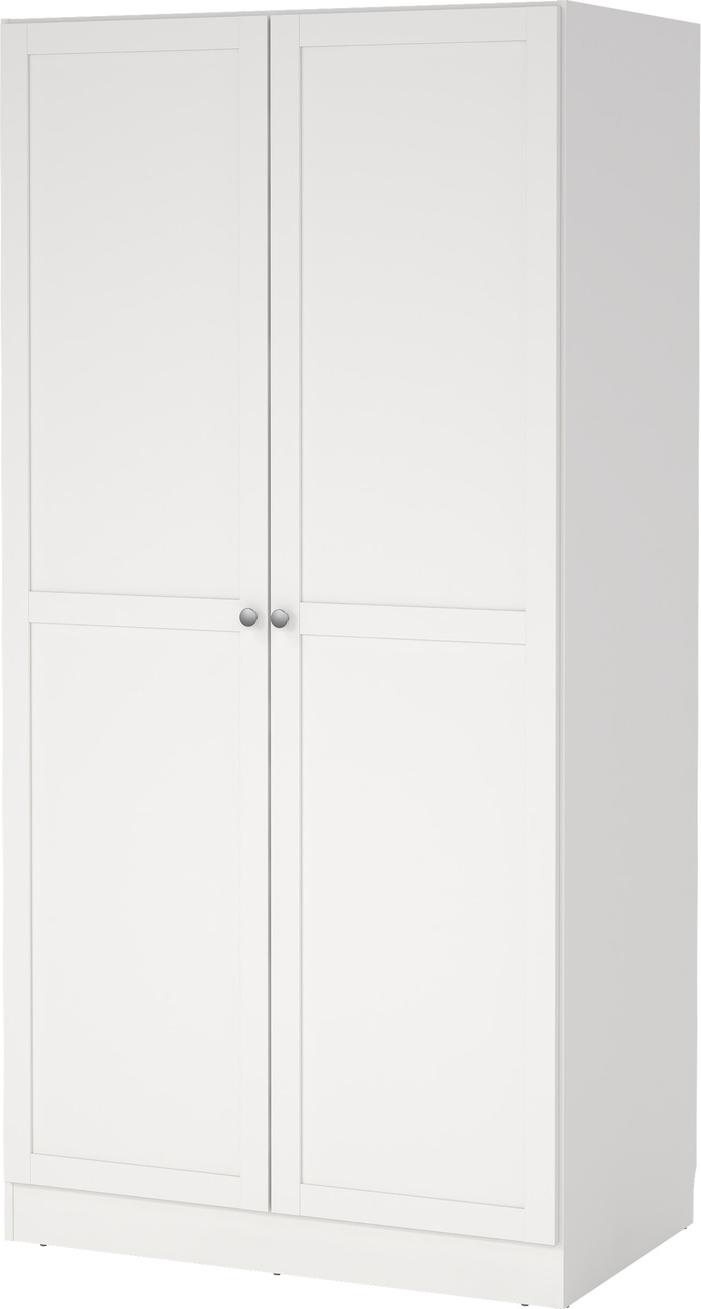 Garderobeskab Vesterholm Billund 2 rammedøre hvid H200 B98 D62 cm