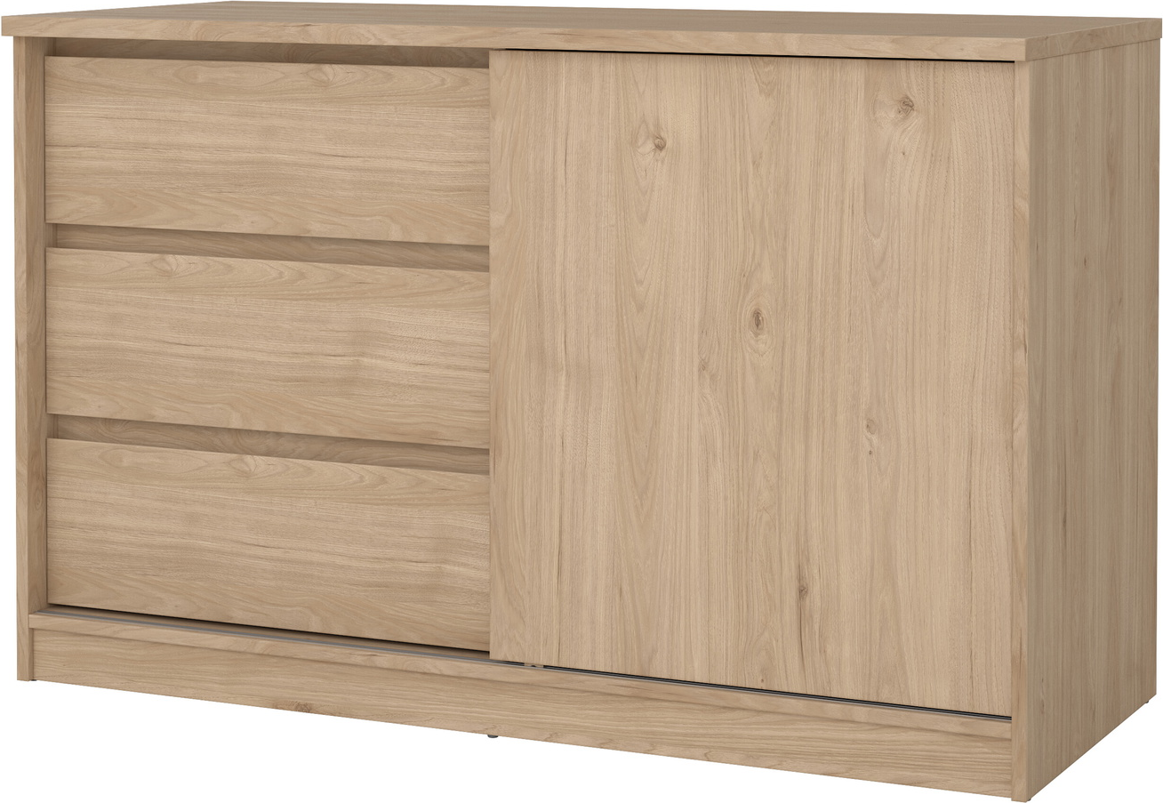 Skoskab/skoreol Vesterholm Naia Jackson Hickory skydedør 3 skuffer B119xD50xH76 cm vægmonteret
