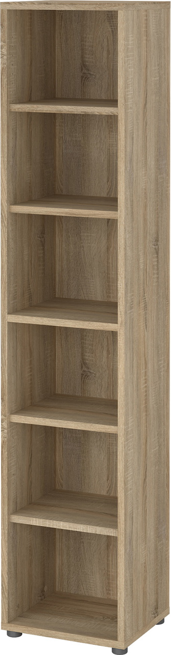 Bogreol Vesterholm Prima natur egestruktur H221 x B47 x D40 cm 5 hylder vægmonteret antivælte justerbare fødder