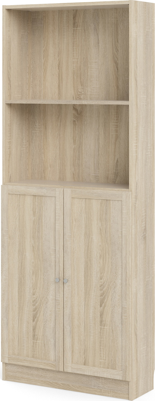 Bogreol Vesterholm Basic smal opbevaringsreol 2 hylder og låger natur, spånplade/folie H203ÃB79ÃD28 cm
