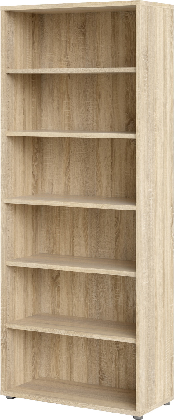 Bogreol Vesterholm Prima H221,7ÃB89,2ÃD40,1 cm natur egestruktur spånplade HDF justerbare hylder anti-vælte