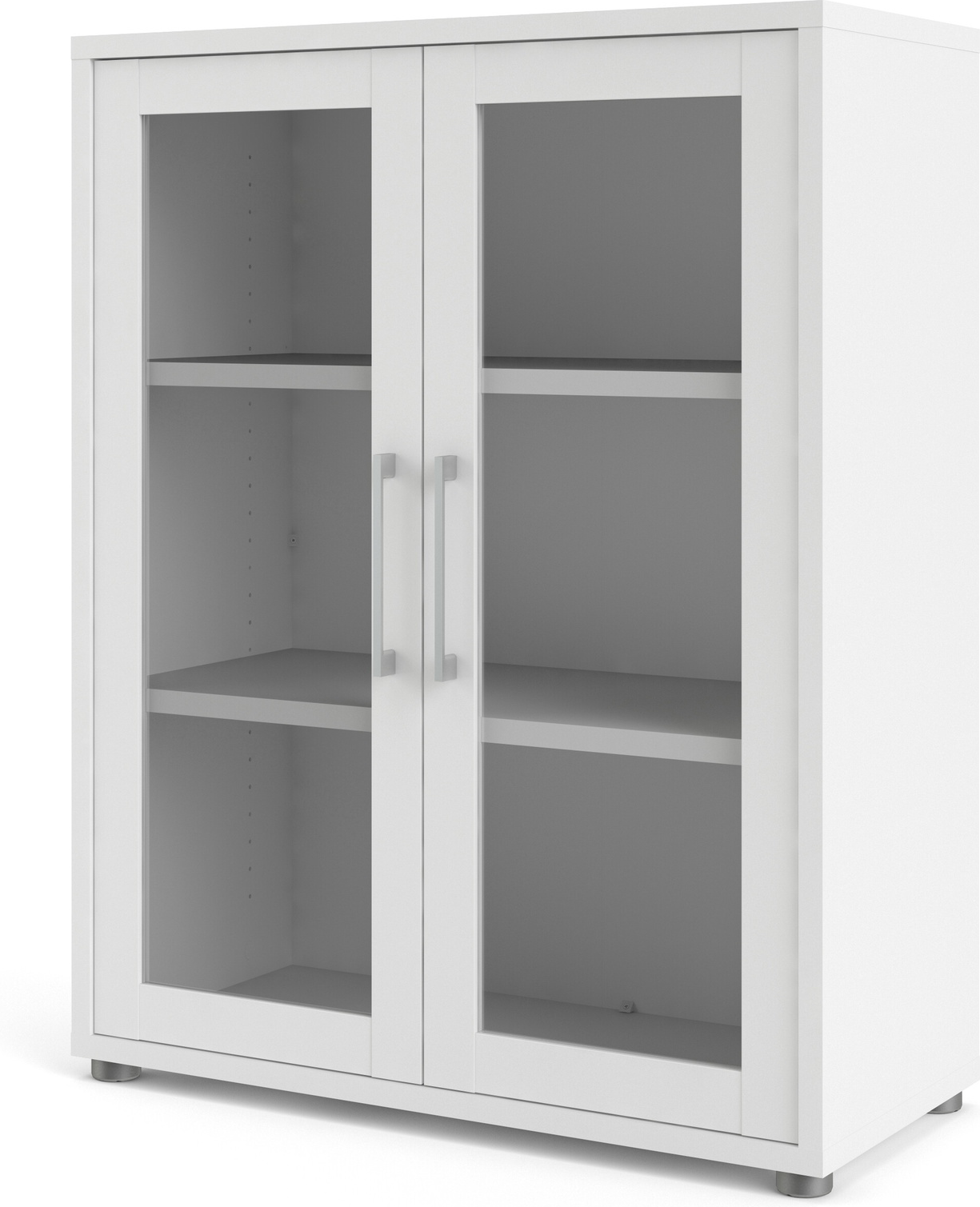 Bogreol Vesterholm Prima med glasdøre, hvid, spånplade/melamin, H113xB89xD40 cm