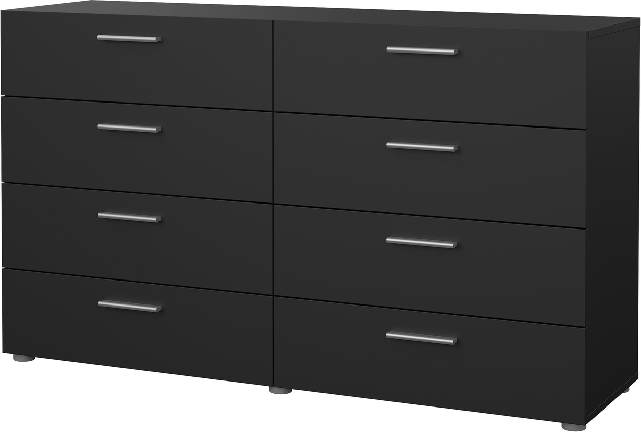 Dobbelt kommode Vesterholm Pepe mat sort 8 skuffer FSC-certificeret H81,7 x B140 x D40 cm