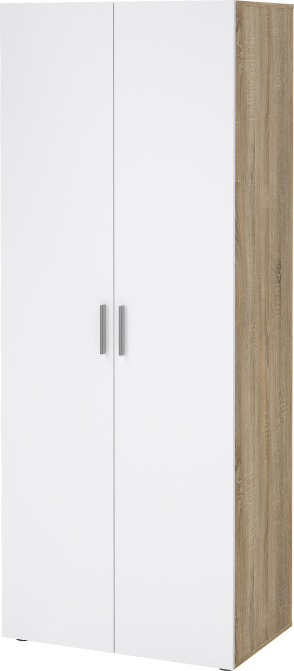 Garderobeskab Vesterholm Pepe 2-dørs natur/hvid højglans H201ÃB79ÃD50 cm 5 hylder tøjstang FSC