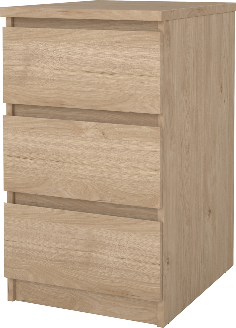 Kommode Vesterholm Naia, 3 skuffer, håndtagsfri, Jackson Hickory, vægmonteret, FSC, H70xB40xD50 cm