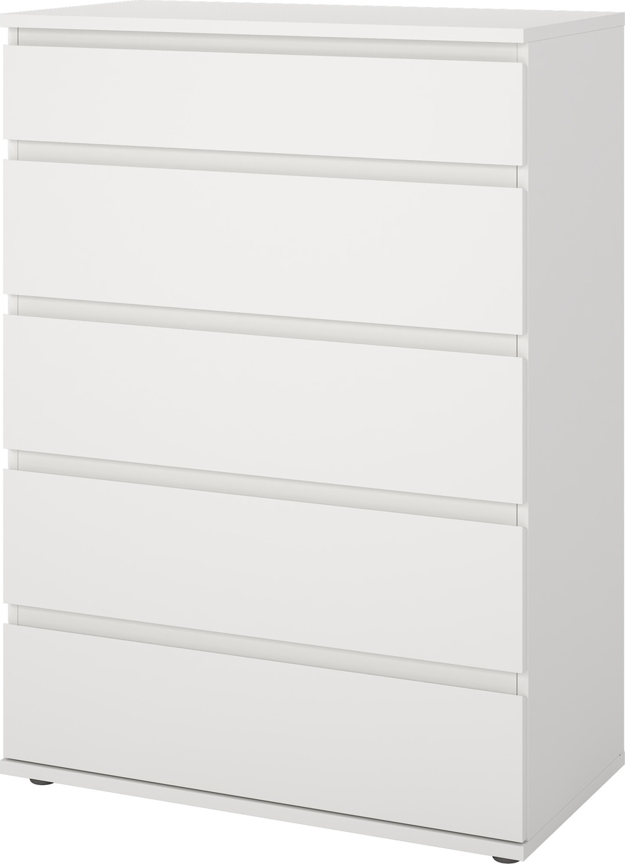Kommode Vesterholm Nova grebsfri 5 skuffer hvid FSC H107ÃB77ÃD40 cm