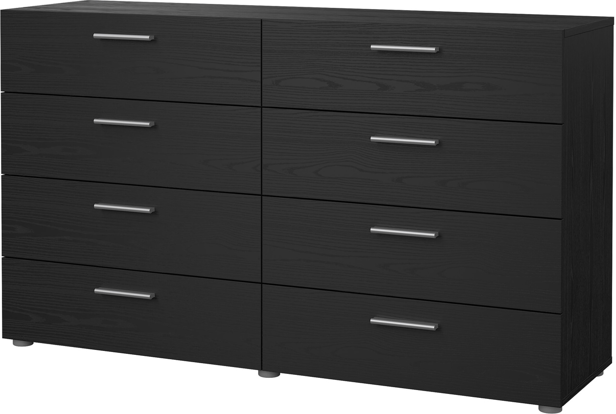 Dobbelt kommode Vesterholm Pepe 8 skuffer sort træstruktur FSC spånplade B140 D40 H82 cm
