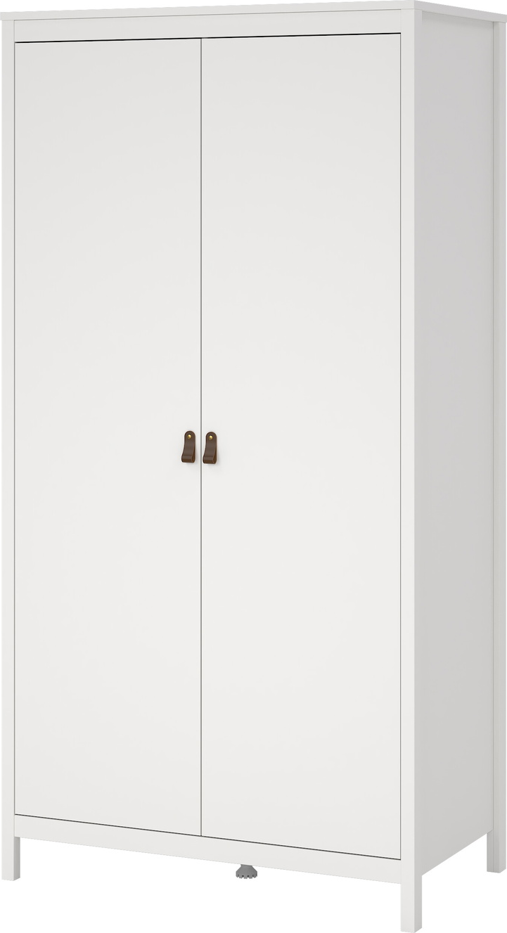 Garderobeskab 2-dørs Vesterholm Lunor - hvid, FSC, 5 hylder 4 justerbare, tøjstang, H199xB102xD58 cm