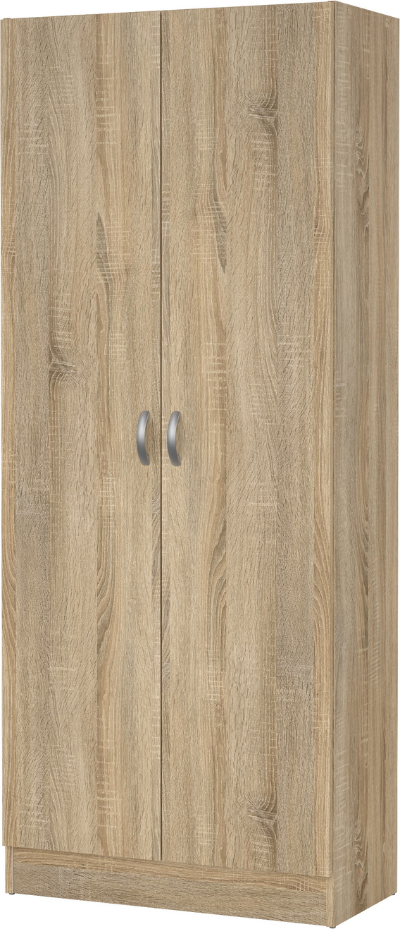 Garderobeskab skoskab Vesterholm Focus, natur egestruktur, H170xB69xD34,6 cm, 5 justerbare hylder, smal dybde, FSC