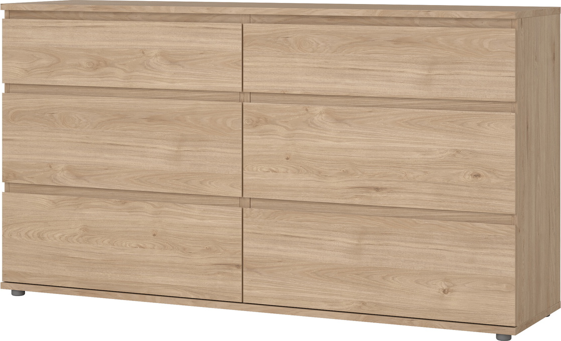 Dobbeltkommode Vesterholm Nova, 6 skuffer, Jackson Hickory, B153 x D40 x H83,7 cm, FSC