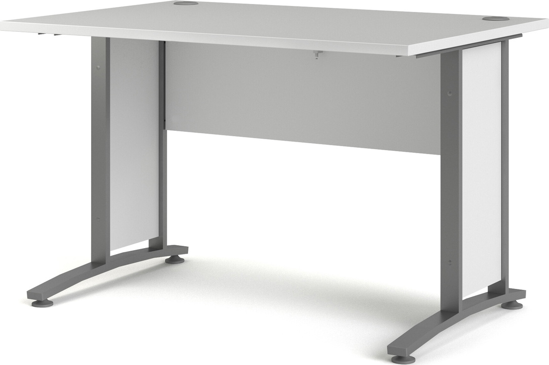 Skrivebord Vesterholm Prima 120x80 cm hvid/grå melaminbelagt spånplade sølvgråt stålstel