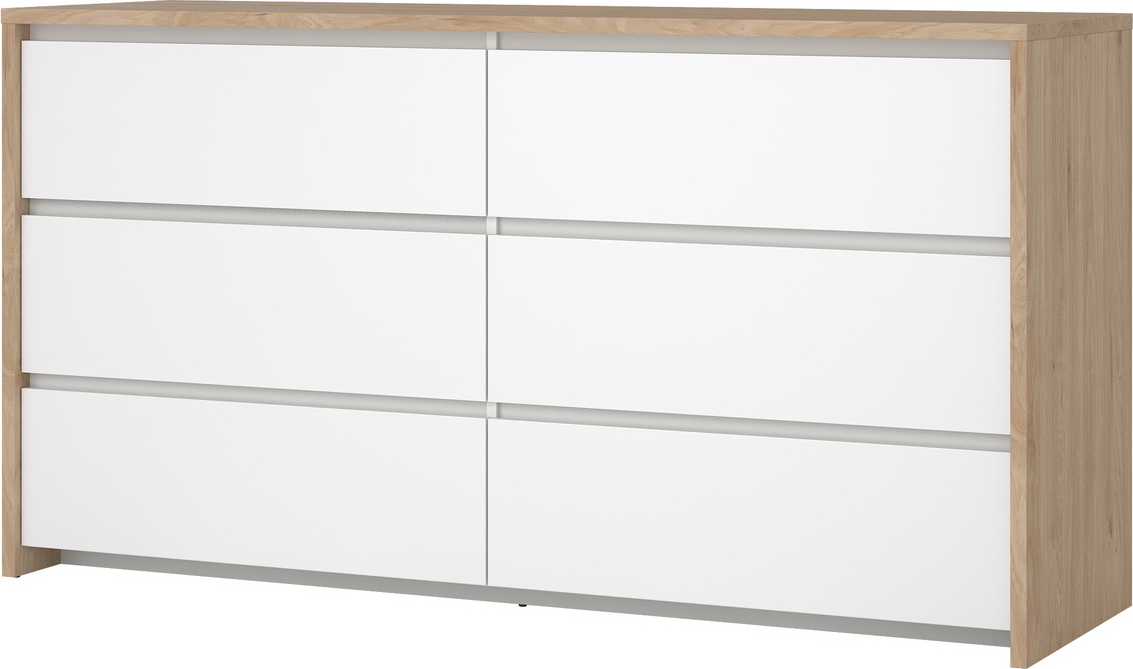 Dobbelt kommode Vesterholm Next 6 skuffer Jackson Hickory/hvid højglans B157ÃH84ÃD48 cm FSC