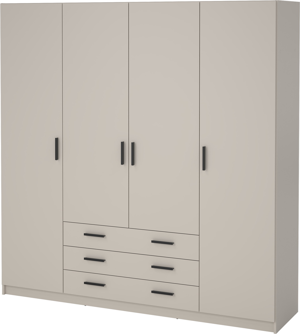 Garderobeskab Vesterholm Sprint Kashmir H200xB196xD50 cm, 4 døre, 3 skuffer, 8 hylder, vægmonteret, FSC