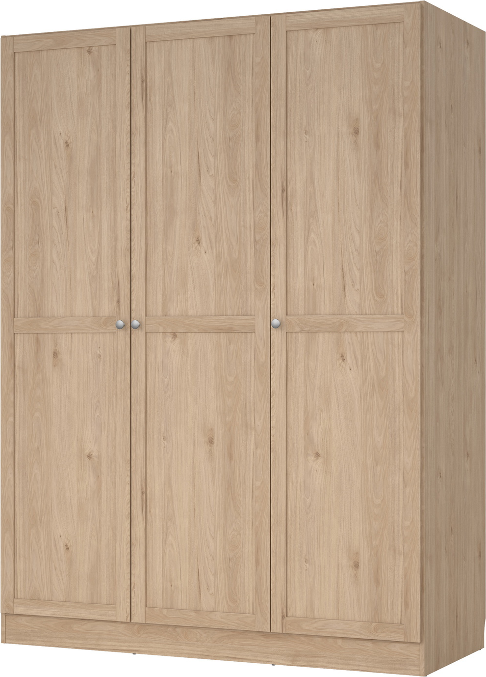 Garderobeskab Vesterholm Billund 3-dørs Jackson Hickory - FSC spånplade, H200ÃB147ÃD62 cm, tøjstang & hylder