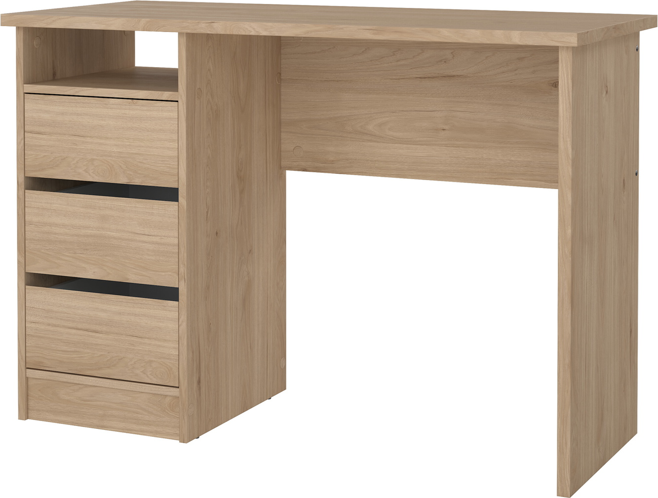 Skrivebord Vesterholm Function plus, Jackson Hickory, 110x48,5x76 cm, folieret spånplade, åben hylde  3 skuffer