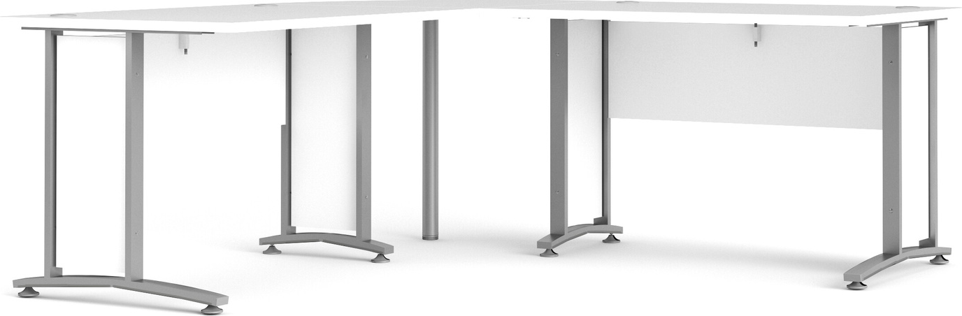 Hjørneskrivebord Vesterholm Prima 200Ã200Ã74,5 cm hvid/grå melamin spånplade - stor arbejdsflade