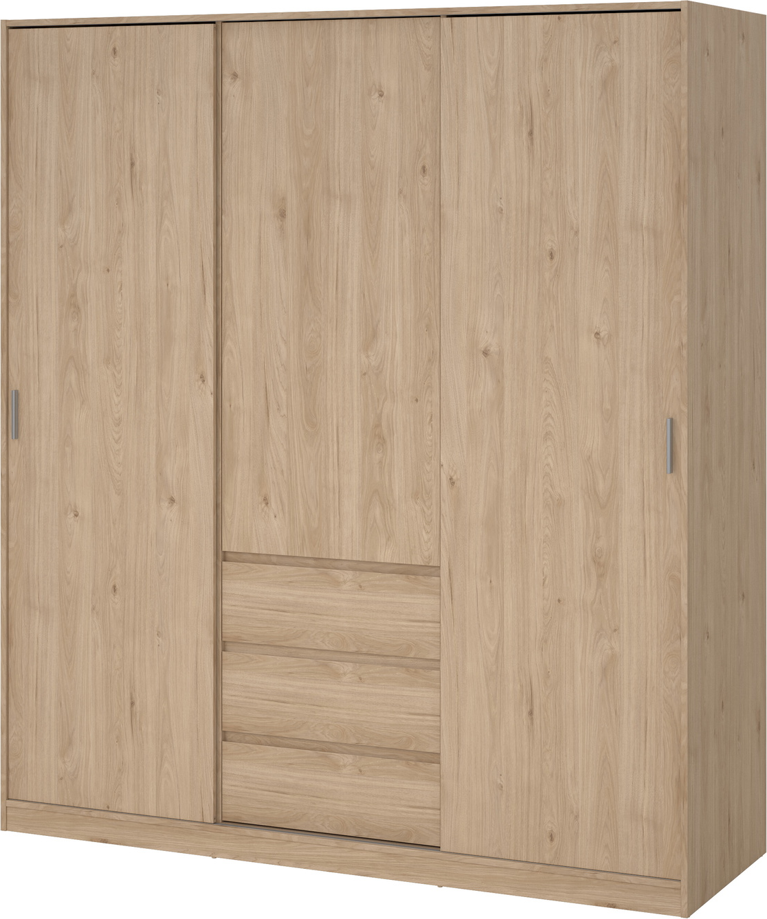 Garderobeskab Vesterholm Naia H200ÃB177ÃD60 cm, Jackson Hickory  -  2 skydedøre, 1 dør, 3 skuffer, FSC