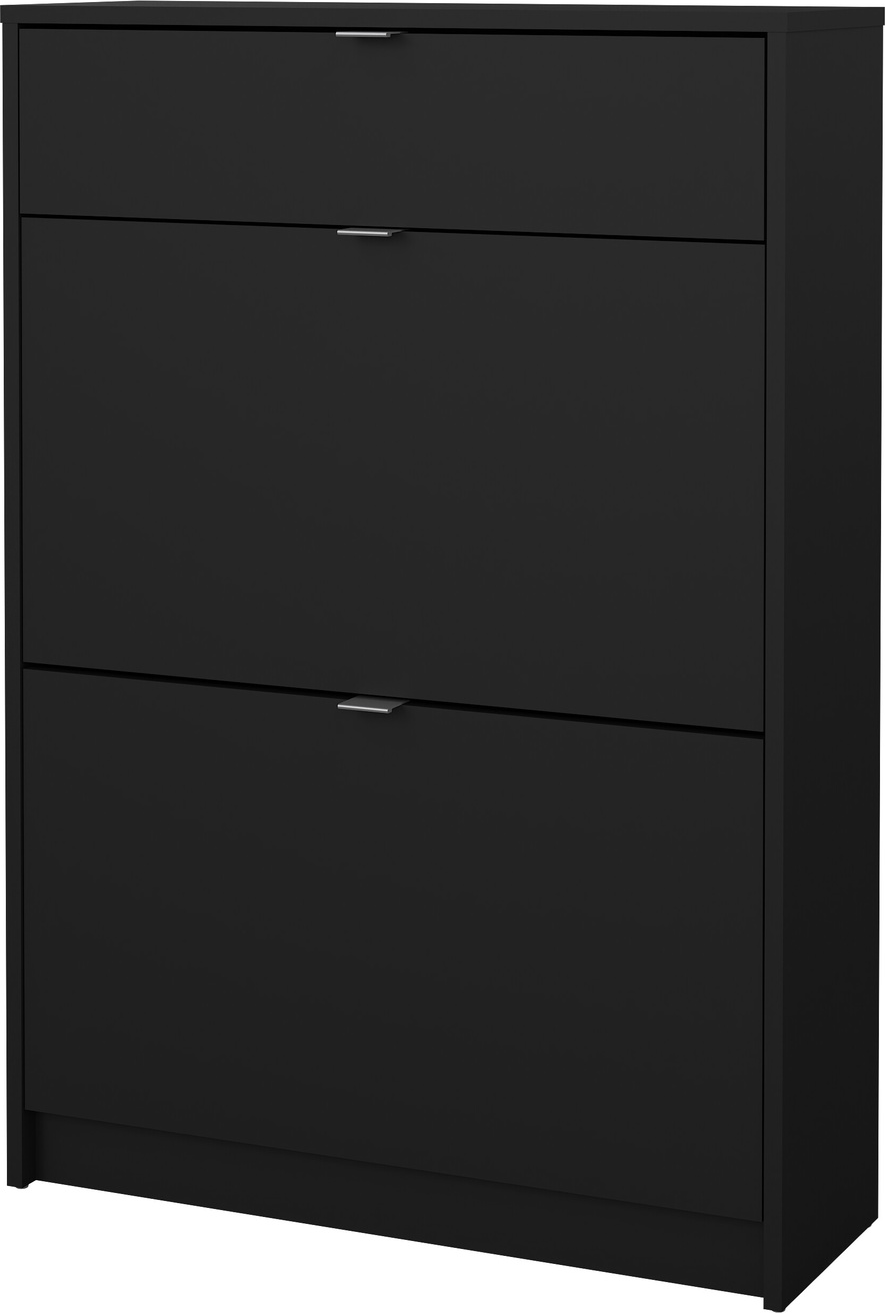 Skoskab/skoreol Vesterholm Havn 2 rum 1 skuffe, mat sort spånplade, H101ÃB70ÃD24 cm