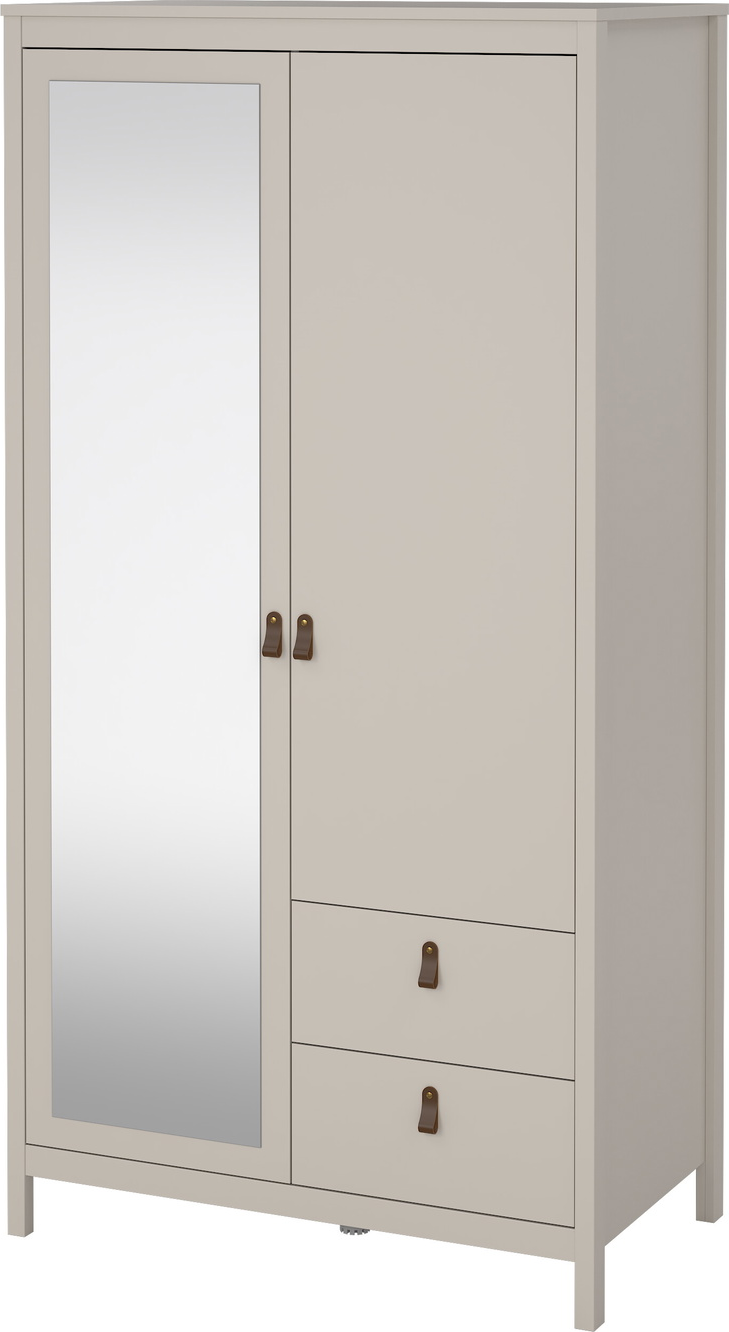 Garderobeskab Vesterholm Madrid kashmir - 1 spejldør, 1 dør, 2 skuffer, 3 justerbare hylder, H199xB102xD58 cm