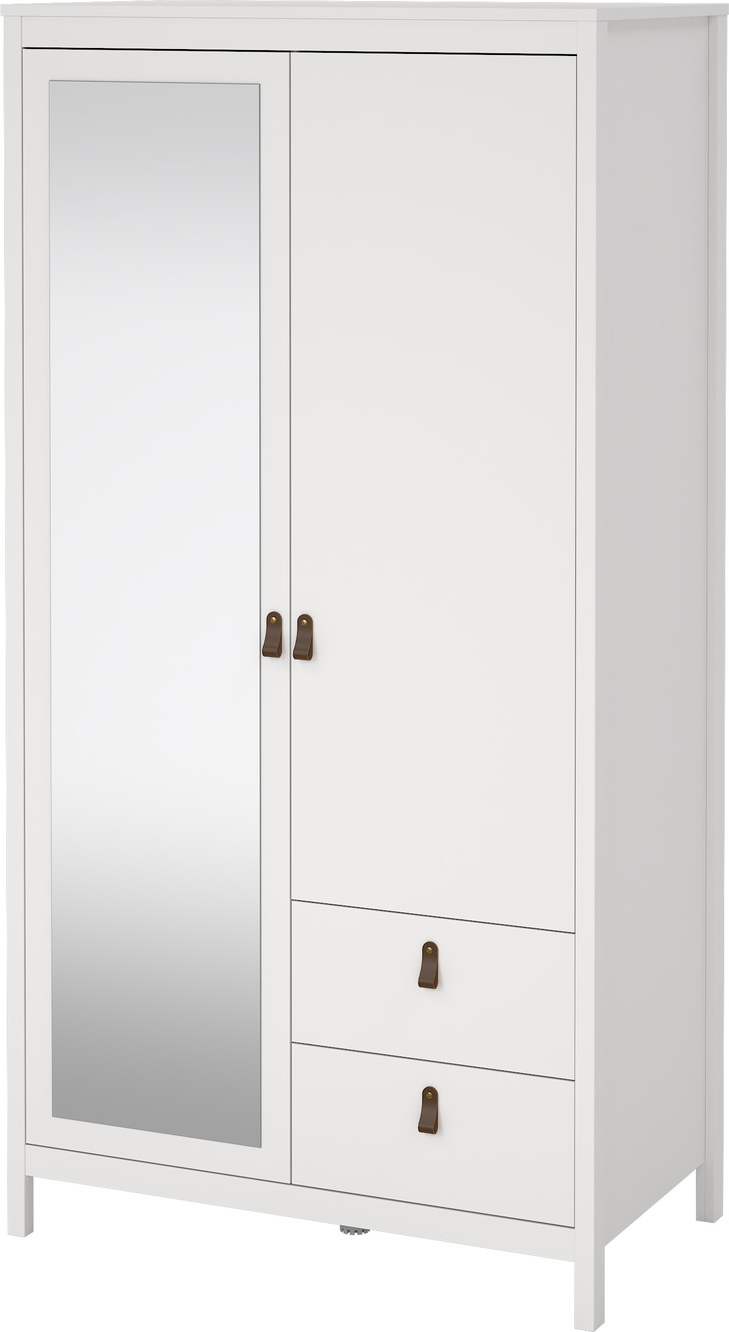 Garderobeskab/klædeskab Vesterholm Lunor 2 døre 2 skuffer hvid med spejl H199 B102 D58 cm FSC