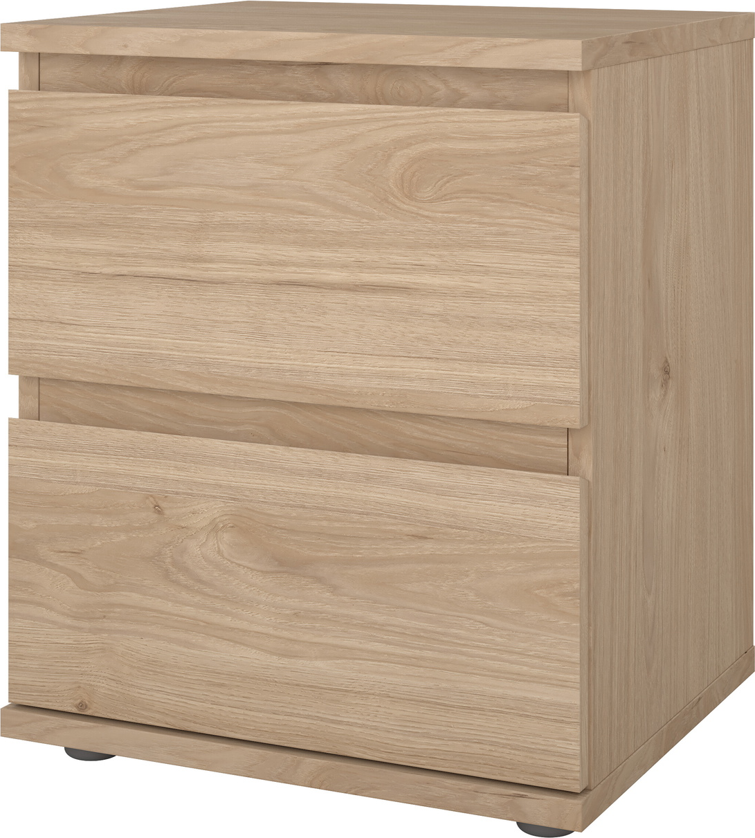 Sengebord Vesterholm Nova 2 skuffer | Jackson Hickory foliefinish FSC, spånplade H48 x B40 x D34 cm