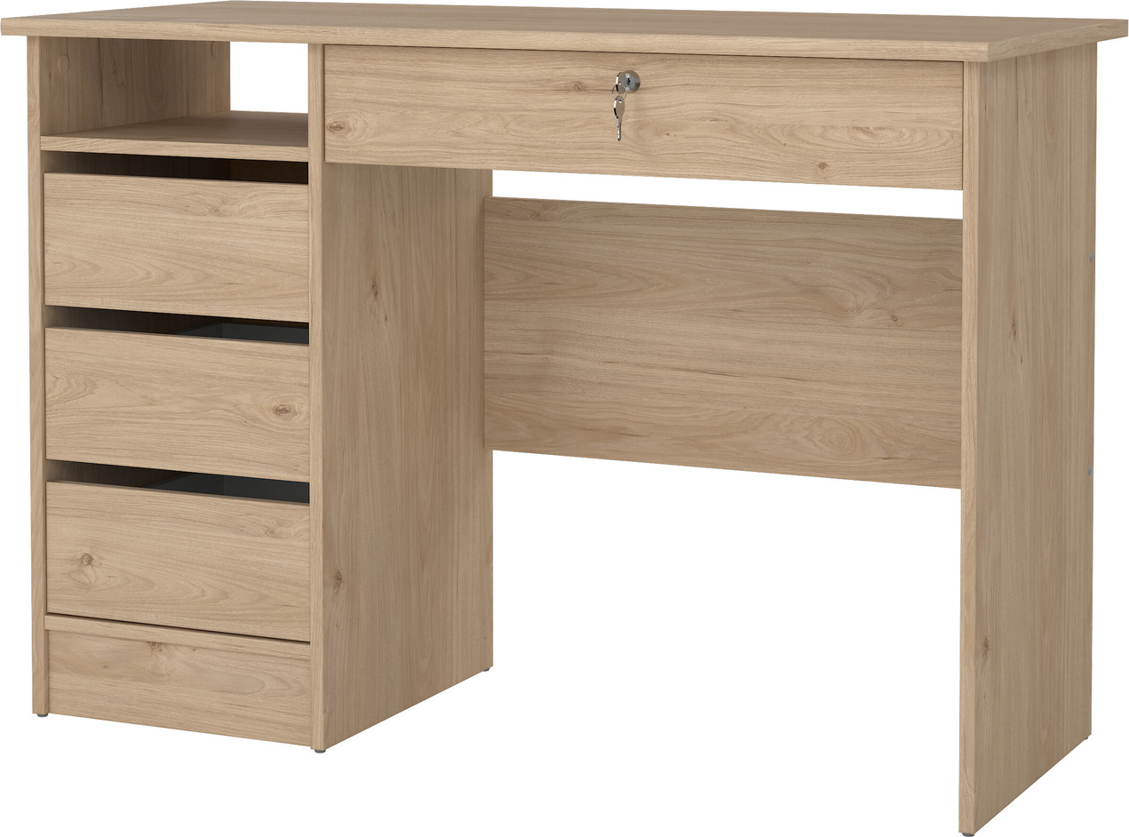 Skrivebord Vesterholm Function Plus Jackson Hickory 109 x 49 cm spånplade med folie låsbar skuffe FSC
