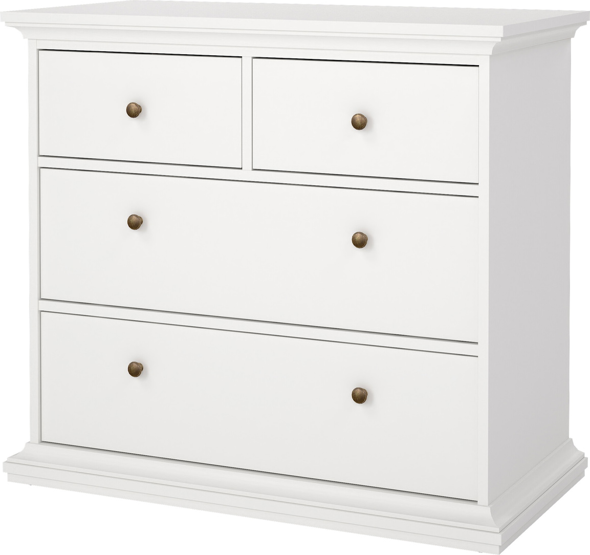 Kommode med 4 skuffer Vesterholm Nora hvid 96x48x87 cm FSC spånplade dansk design