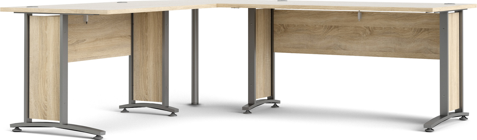 Hjørneskrivebord Vesterholm Prima 200x230 cm natur/grå folielook sølvgråt stel