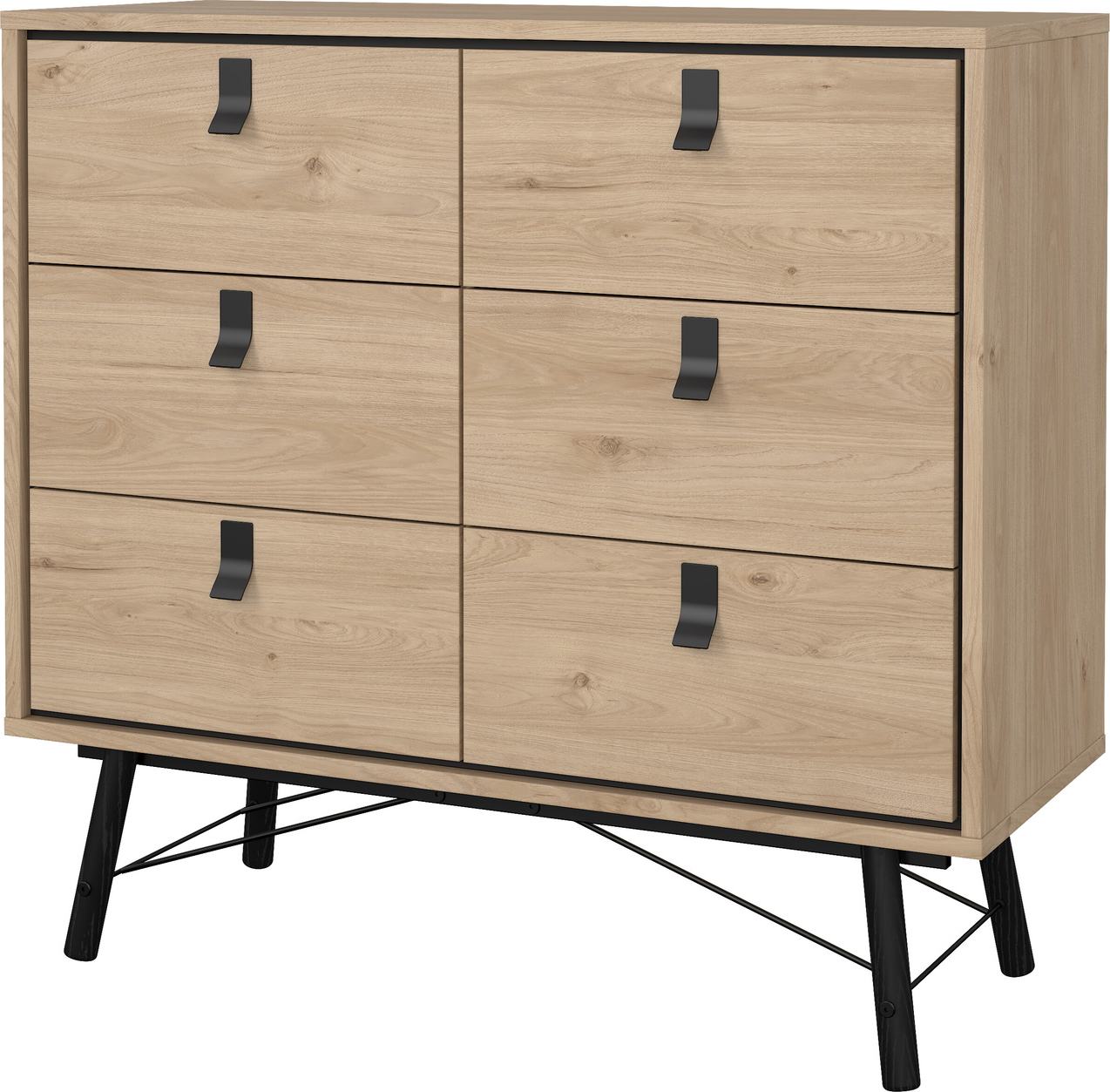 Dobbelt kommode Vesterholm Askø  -  6 skuffer, Jackson Hickory, H94,8ÃB101,8ÃD40,1 cm, FSC, malet bøg/metalgreb