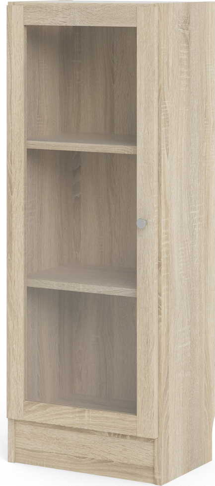 Bogreol Vesterholm Basic med glasdøre, vægmonteret, natur egestruktur H107xB41xD28 cm