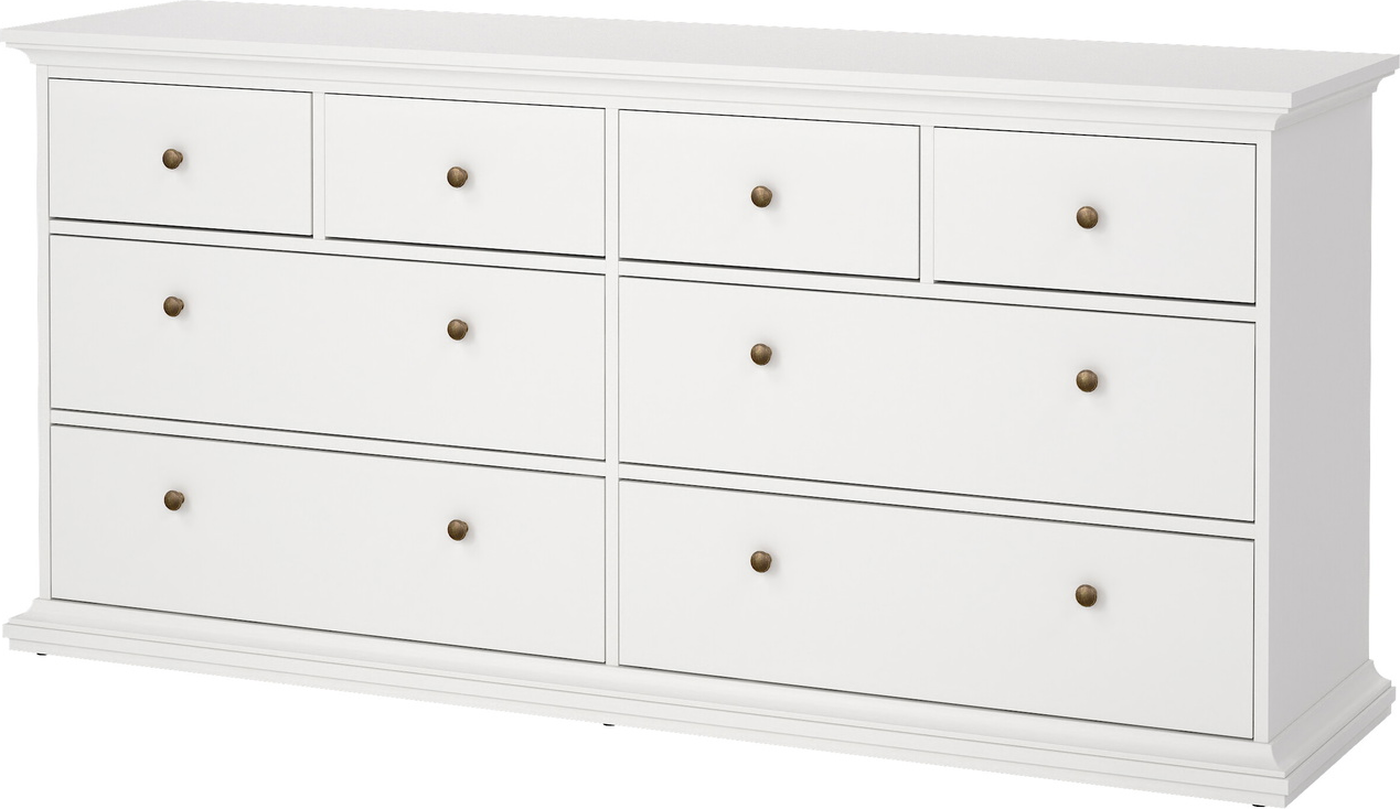 Dobbeltkommode Vesterholm Nora, 8 skuffer, hvid, FSC-certificeret dansk design, H87ÃB183ÃD49 cm