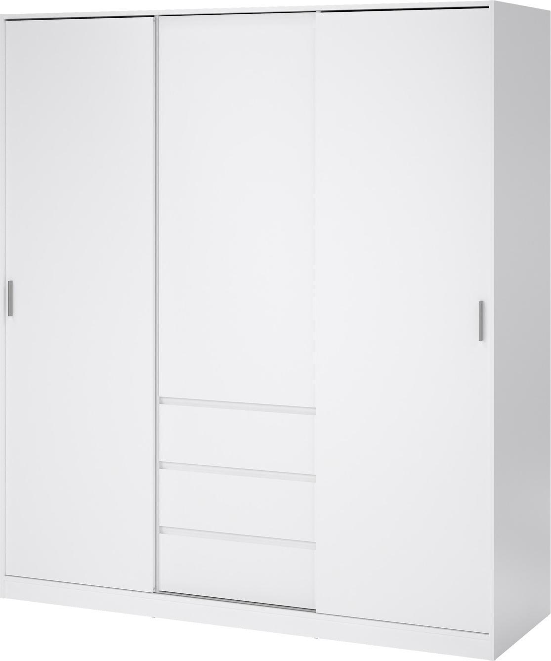Garderobeskab Vesterholm Naia 3-dørs hvid højglans, 3 skuffer, H200ÃB177ÃD60 cm