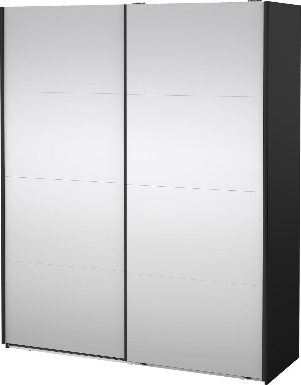 Garderobeskab Vesterholm Arden 2 skydedøre - mat sort med fuldlængde spejle H220ÃB178ÃD67 cm, spånplade/HDF