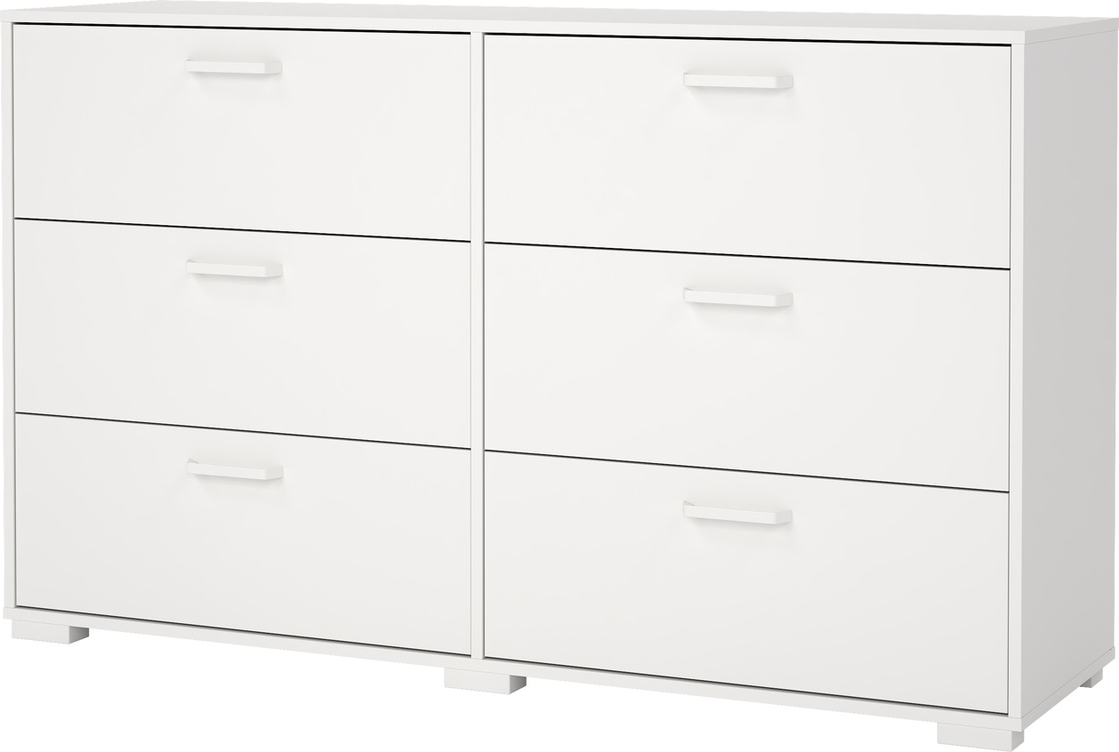 Dobbeltkommode Vesterholm Sofia, mat hvid folie, 6 skuffer, FSC, H82,7 B138,7 D39,8