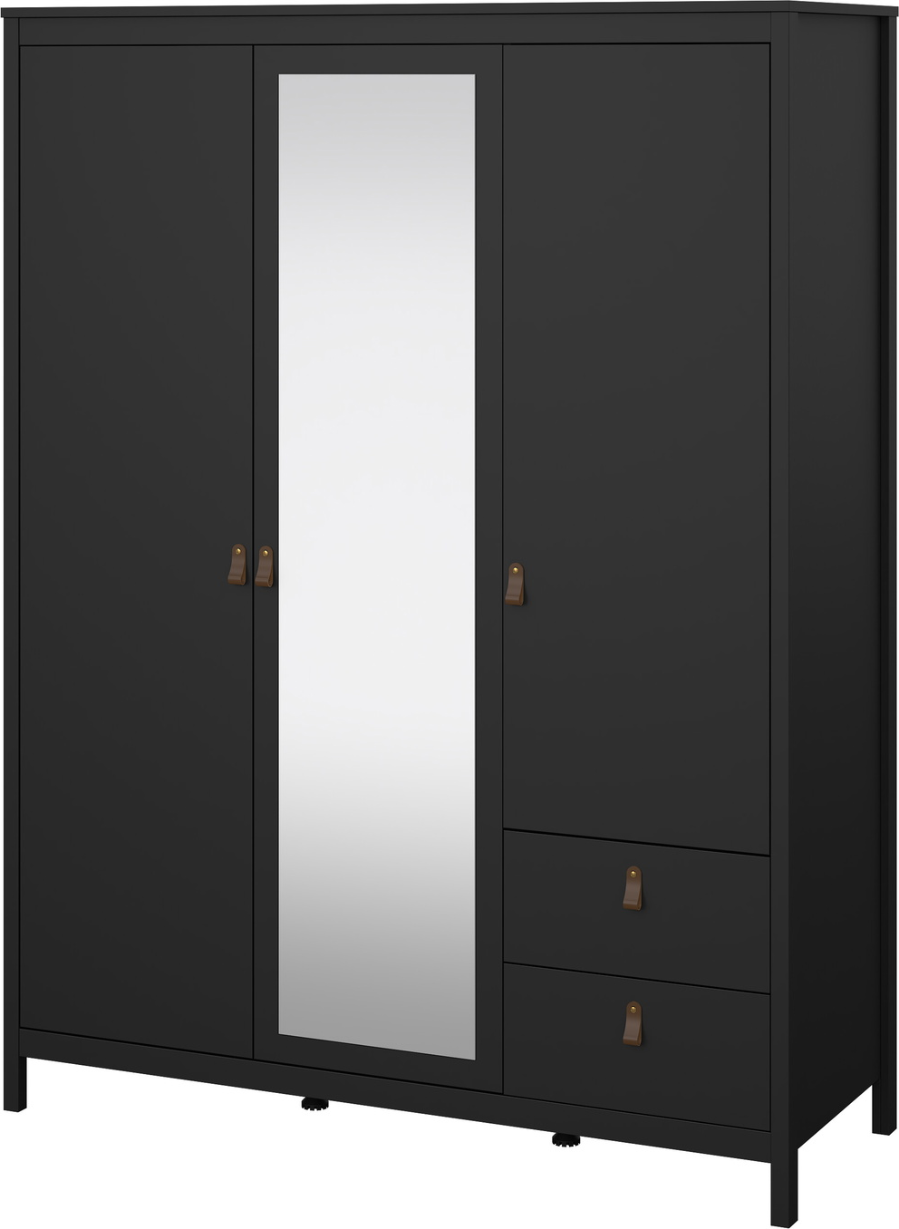 Garderobeskab Vesterholm Lunor 2 døre 2 skuffer, mat sort, H199ÃB150ÃD58 cm, FSC Danmark