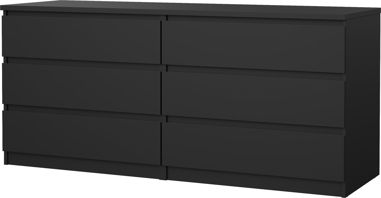 Dobbelt kommode Vesterholm Naia matsort, grebsløs 6 skuffer H70 x B154 x D50 cm