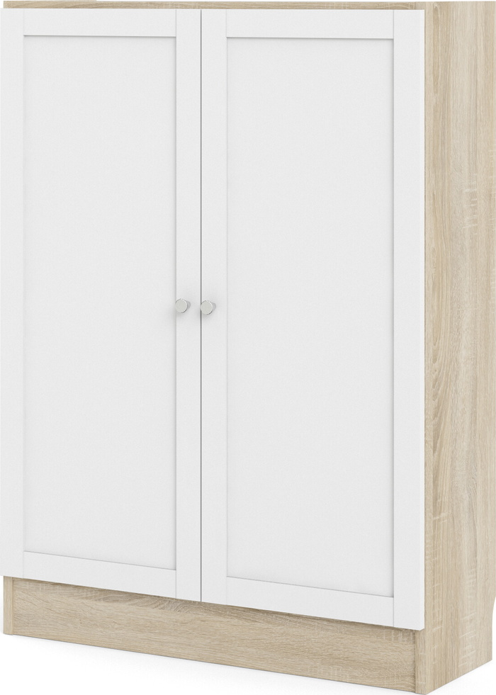 Bogreol Vesterholm Basic vægmonteret opbevaringsreol, naturlåge/hvid, H107ÃB79ÃD28 cm