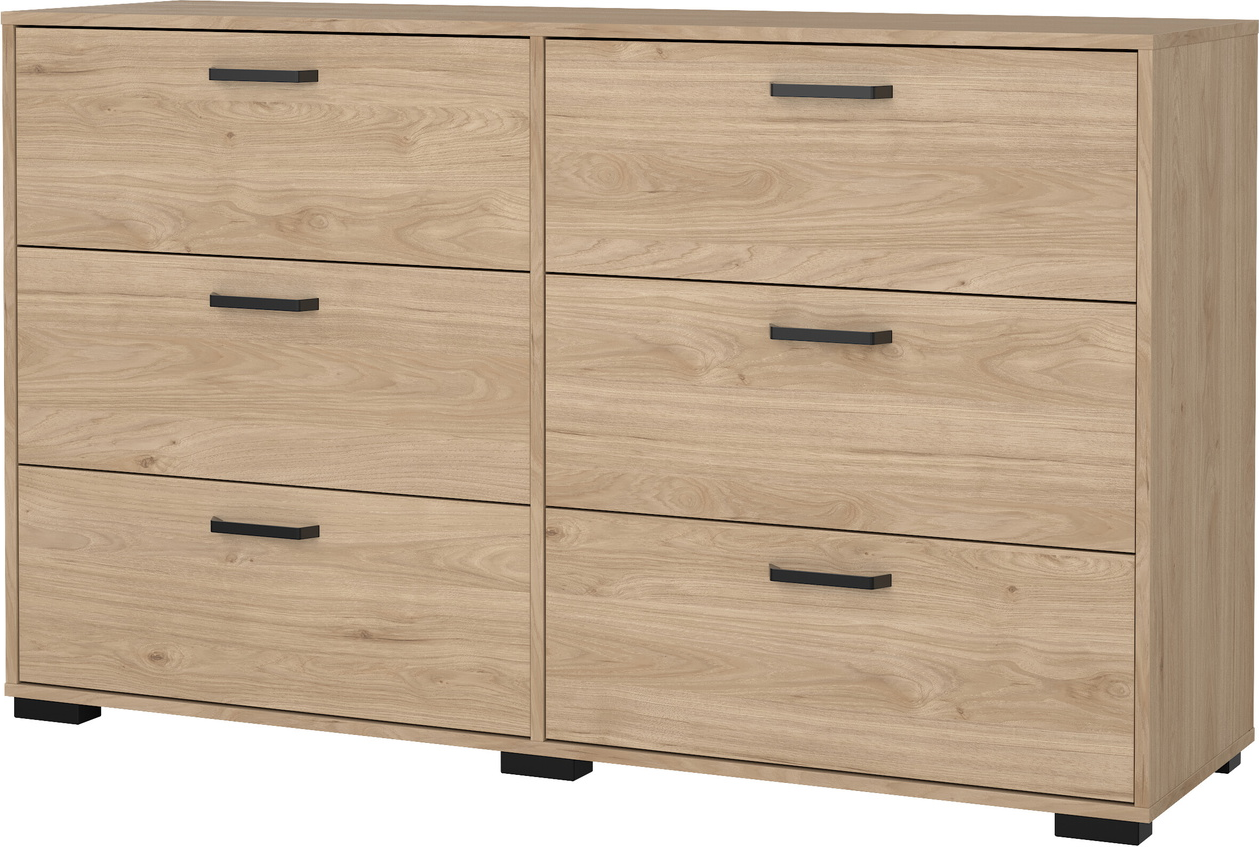 Dobbelt kommode Vesterholm Sofia  -  Jackson Hickory, 6 skuffer, FSC, H82,7ÃB138,7ÃD39,8 cm